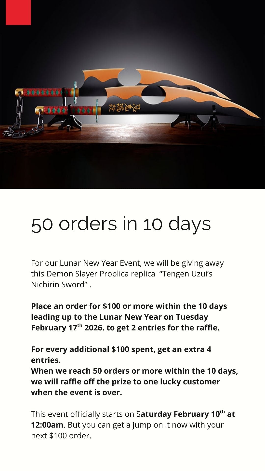 Make a purchase for $100 or more for a chance to win!