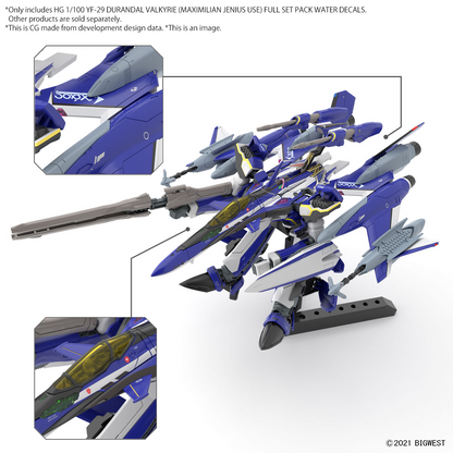 HG 1/100 YF-29 Durandal Valkyrie [Maximilian Jenius Use] Full Set Pack Water Decal