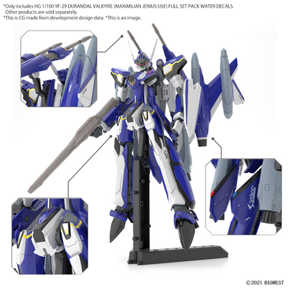 HG 1/100 YF-29 Durandal Valkyrie [Maximilian Jenius Use] Full Set Pack Water Decal